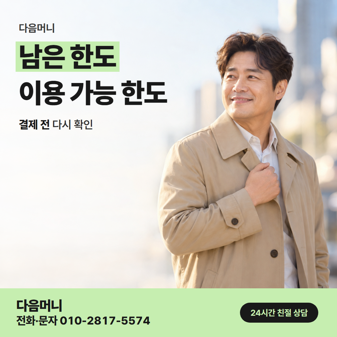 다음머니 포항카드깡 남은 한도